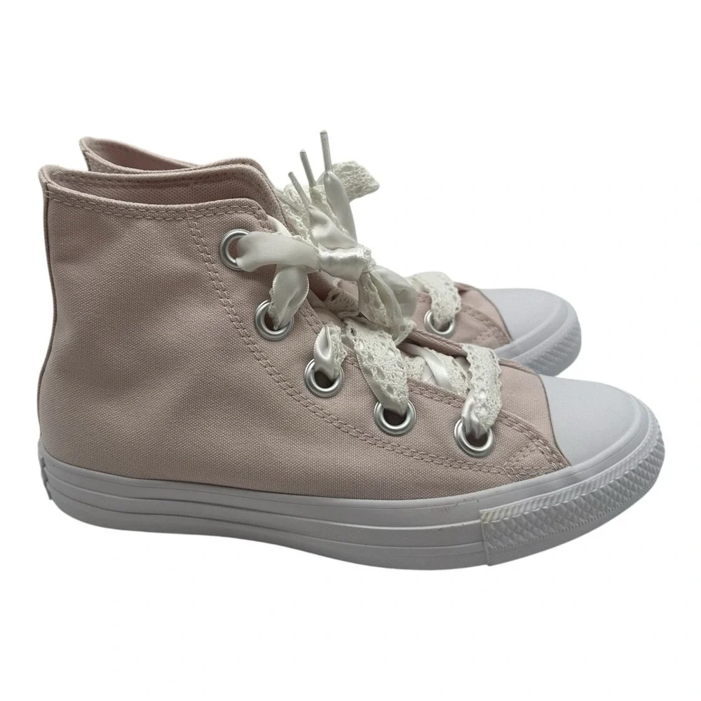 Converse Chuck Taylor All Star Shoes Women's Sz 7 Pink Crochet Laces Big Eyelets